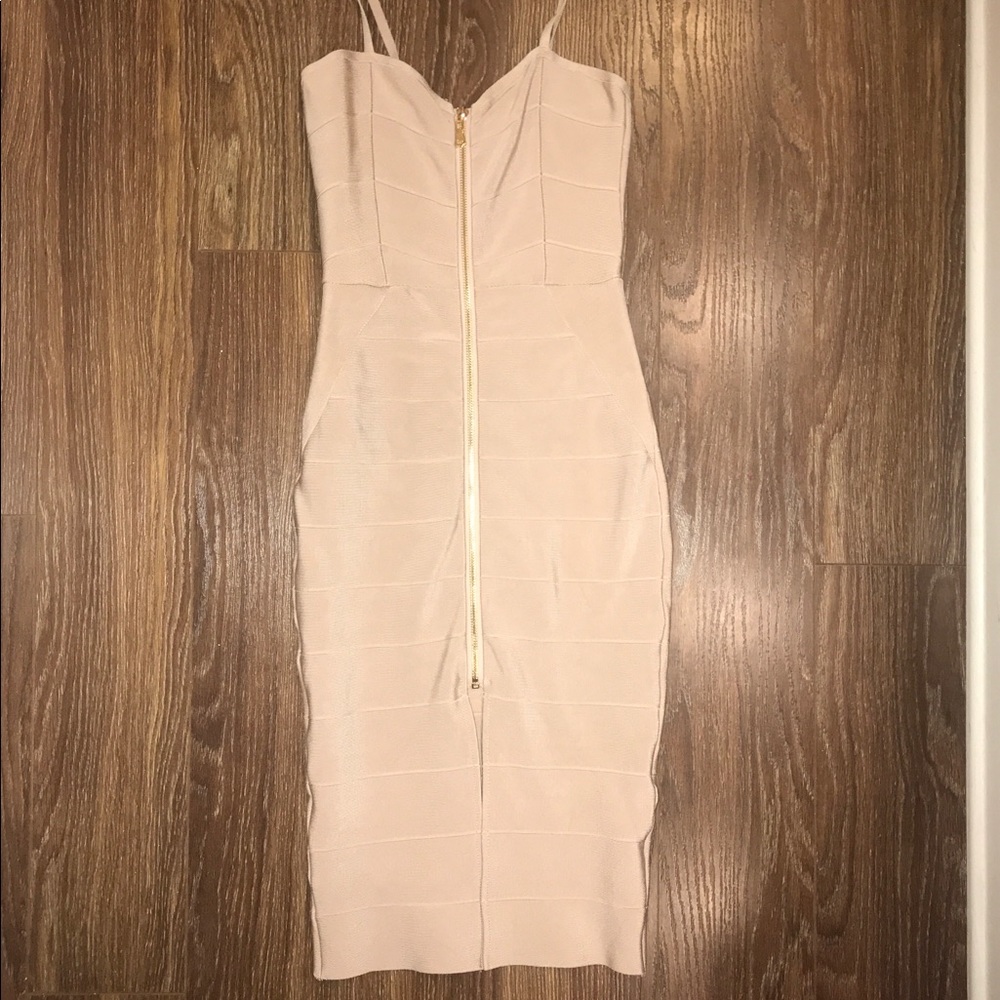 Sexy nude color bodycon midi dress SOLD